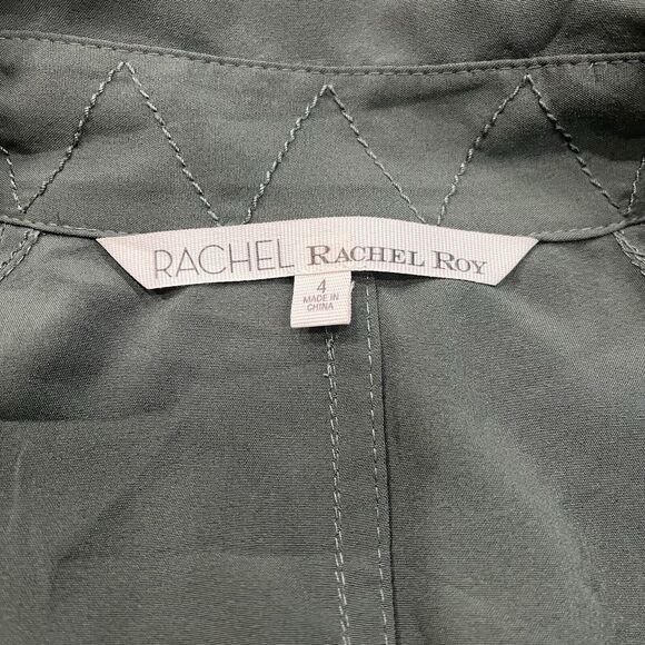 Rachel Roy Green Tie Back Collared Wrap Dress Size 4 - Picture 6 of 6